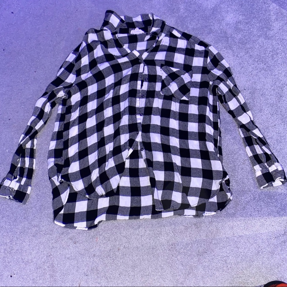 Black and White Flannel Top